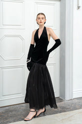 Black Swan Velvet And Organza Maxi Dress